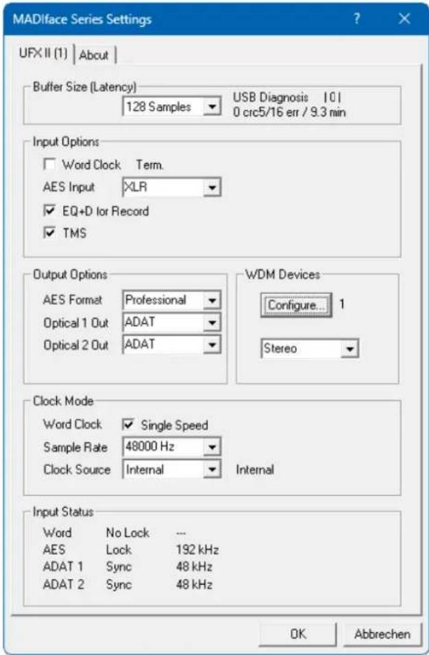 RME Fireface UFX II - Input Status - 1