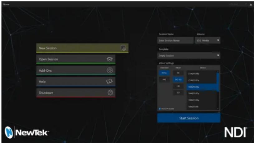 NEWTEK Tricaster Mini - SECTION 2.2 LAUNCH SCREEN - 1