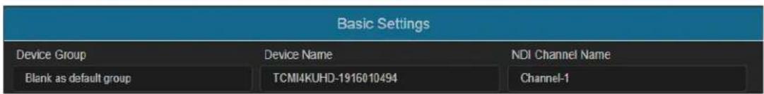 NEWTEK Tricaster Mini - DEVICE AND CHANNEL NAME - 1