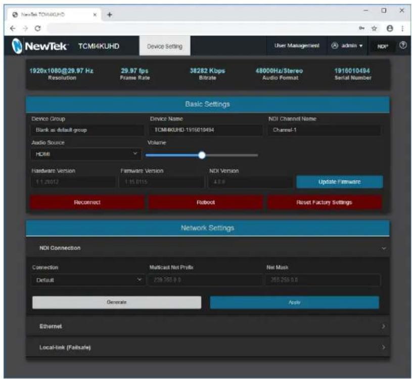 NEWTEK TriCaster TC1 - WEB CONFIGURATION - 3