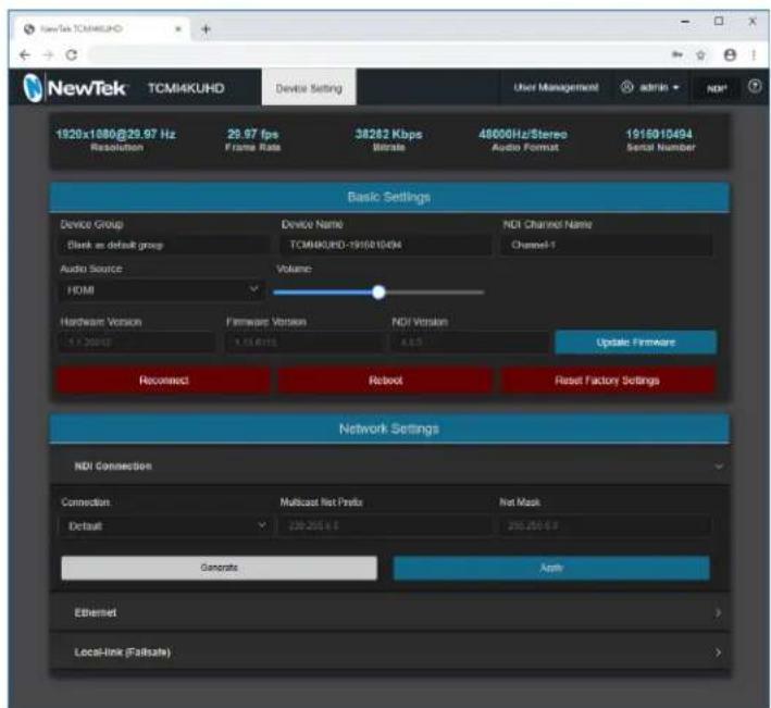 NEWTEK TriCaster TC1 - Step 2 - Access the Device Webpage - 3