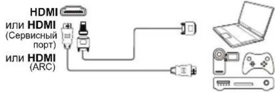 HDMI ИЛИ HDMI (Сервисный порт) ИЛИ HDMI (ARC)