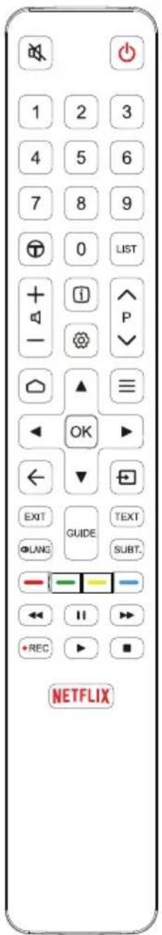 1 2 3 4 5 6 7 8 9 0 LIST + i P - ⓣ ← OK ► EXIT GUIDE TEXT ●LANG SUBT. - - - ← ▼ ← ▼ ← ▼ REC ► NETFLIX