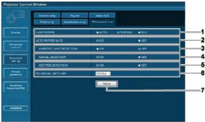 PANASONIC PT-EX610T - [ ECO management set up ] 頁面 - 1