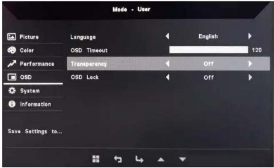 ACER EK240YA - Nastavení OSD - 1