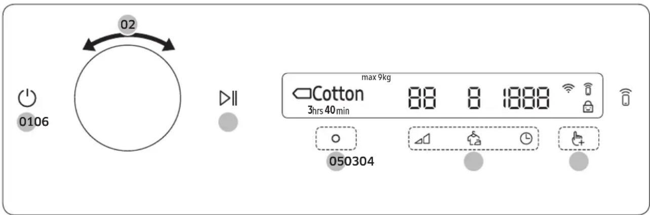 02 0106 Cotton max 9kg 3hrs 40min 88 8 1888 050304