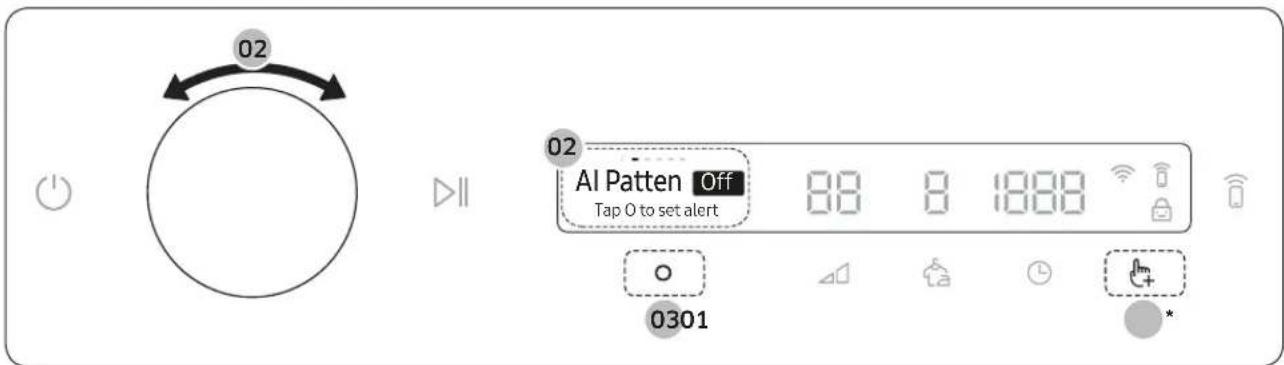 02 02 AI Patten Off Tap 0 to set alert 88 8 1888 0301 *