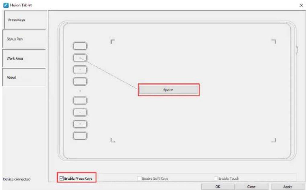 Huion Inspiroy H640P - Press Keys Function Setting - 1