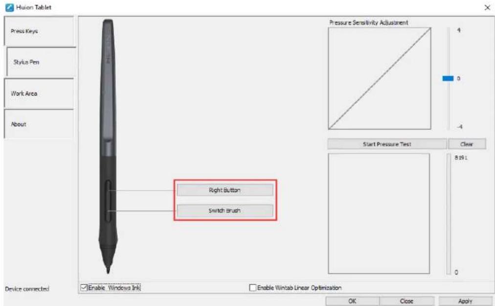 Huion Inspiroy H640P - Pen Buttons Function Setting - 1