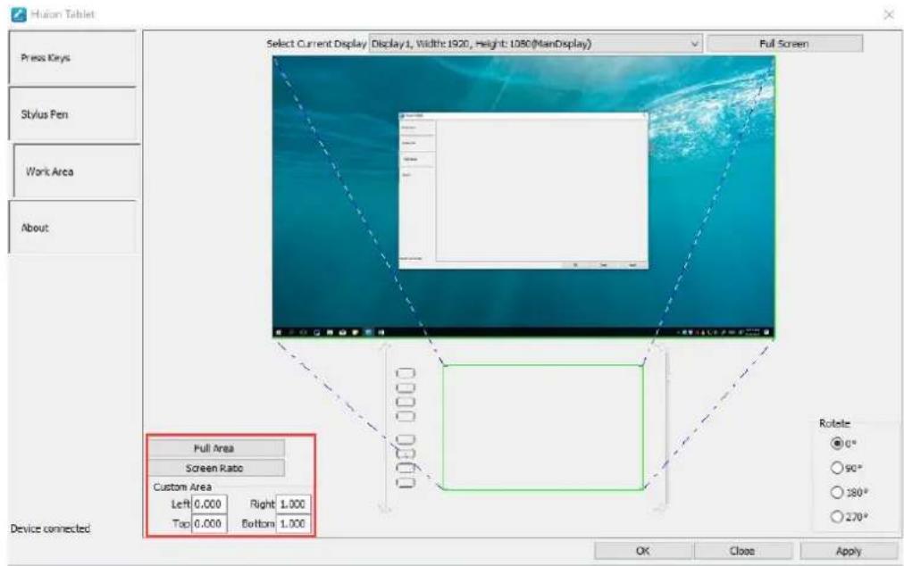Huion Inspiroy H640P - Working Area Setting - 1