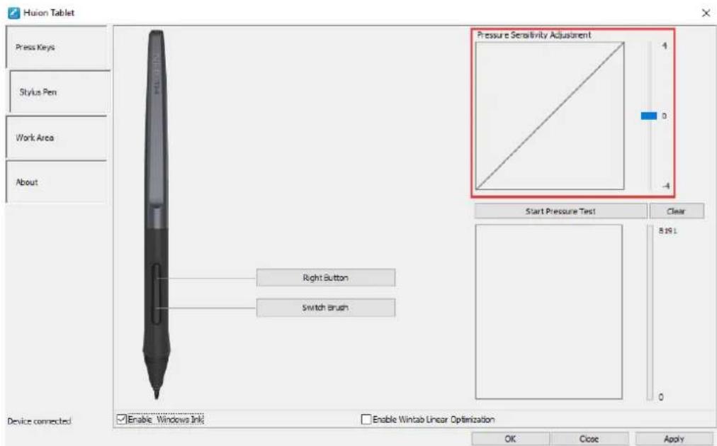 Huion Inspiroy H640P - Pressure Sensitivity Setting - 1