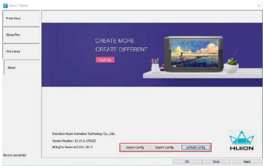 Huion Inspiroy H640P - Data Export and Import - 1