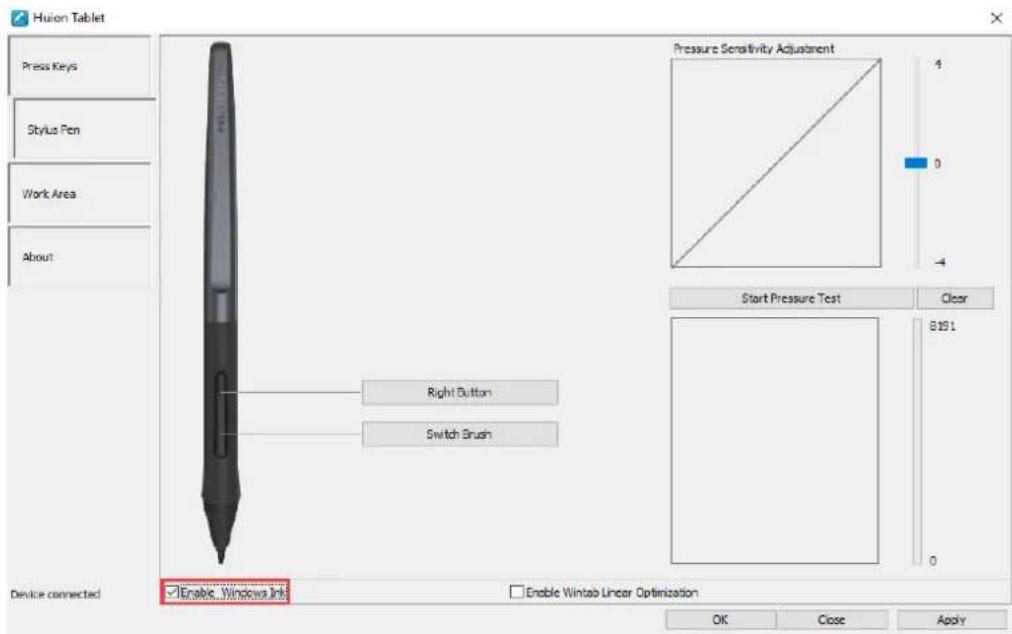 Huion Inspiroy H640P - Enable the Windows Ink feature - 1