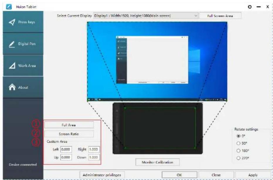 Huion Kamvas Pro 16 Premium - Working Area Setting - 1