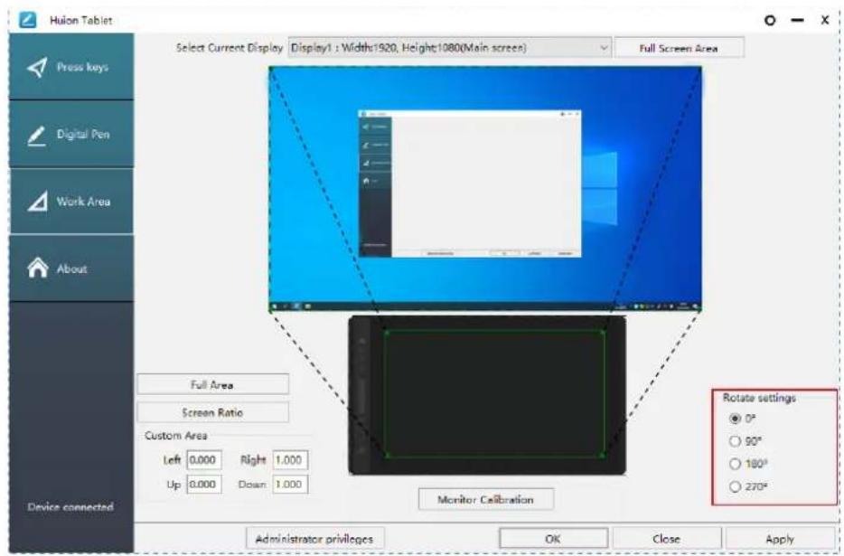 Huion Kamvas Pro 16 Premium - Rotate Working Area - 1