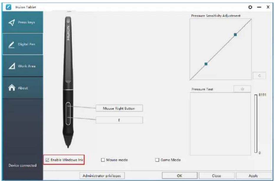 Huion Kamvas Pro 16 Premium - Enable the Windows Ink feature - 1