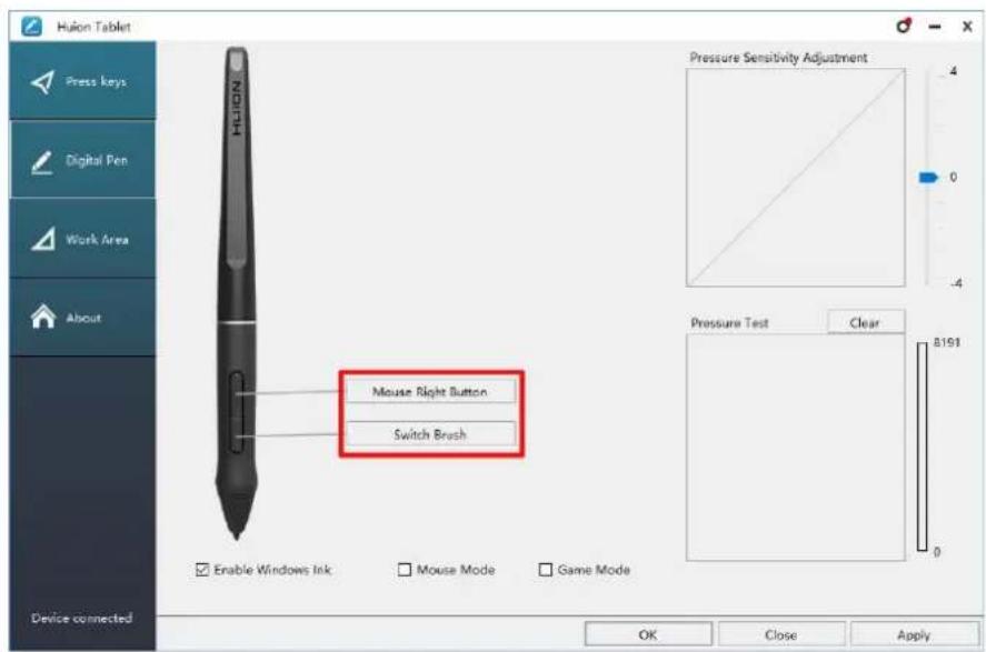 Huion Inspiroy Q11K V2 - Pen Buttons Function Setting - 1