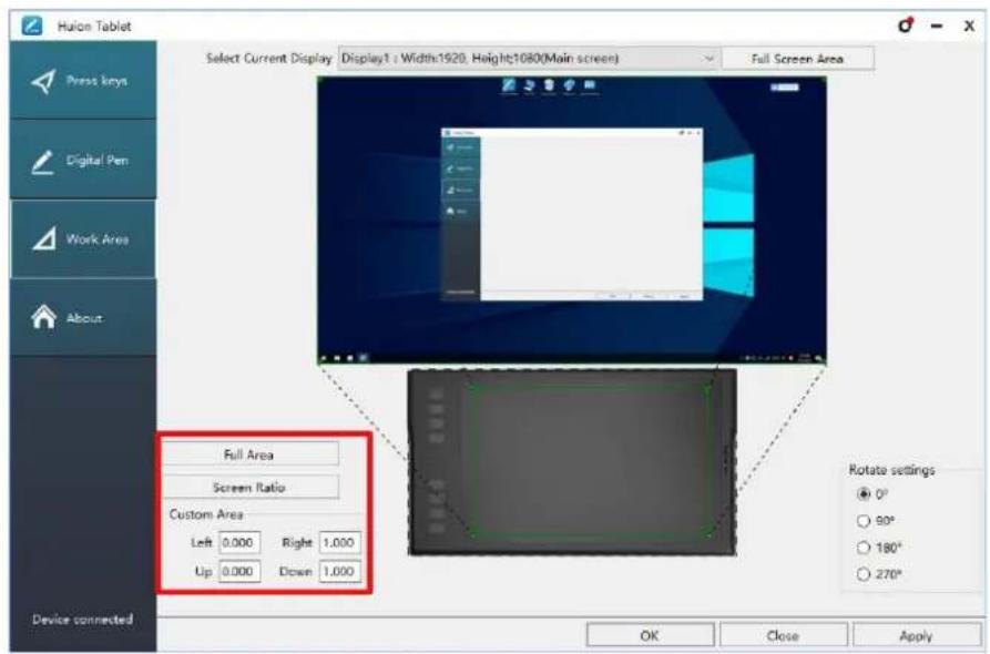 Huion Inspiroy Q11K V2 - Working Area Setting - 1