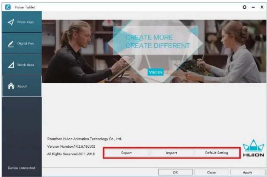 Huion Inspiroy Q11K V2 - Data Export and Import - 1