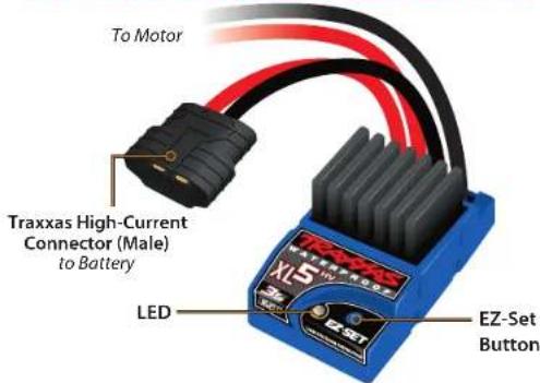 To Motor Traxxas High-Current Connector (Male) to Battery LED EZ-Set Button
