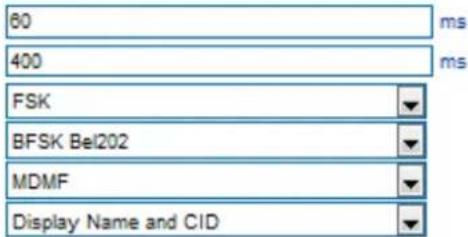 60 ms 400 ms FSK BFSK Bel202 MDMF Display Name and CID