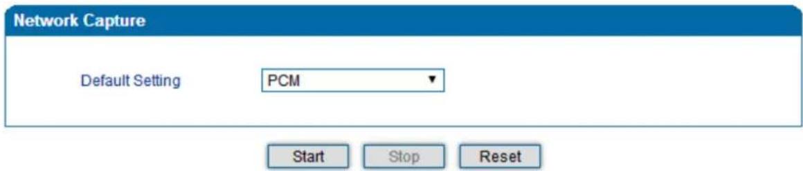 Network Capture Default Setting PCM Start Stop Reset