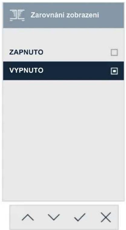 Zarovnání zobrazení ZAPNUTO VYPNUTO