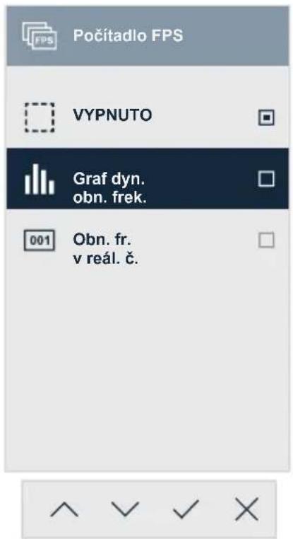 Počítadlo FPS VYPNUTO Graf dyn. obn. frek. 001 Obn. fr. v reál. č.