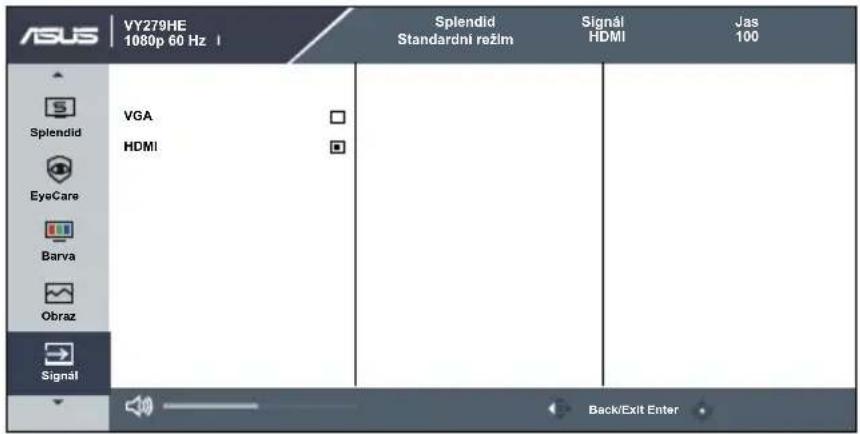ASUS | VY279HE 1080p 60 Hz | Splendid Standardní režím Signál HDMI Jas 100 Splendid VGA HDMI EyeCare Barva Obraz Signal Back/Exit Enter