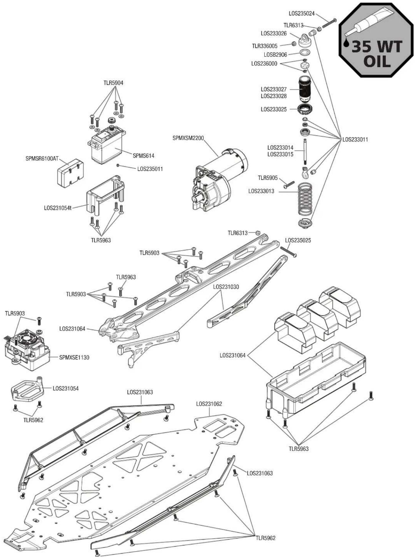 Losi Lasernut U4 - EXPLODED VIEW // EXPLOSIONSZEICHNUNG // VUE ÉCLATÉE DES PIÈCES // VISTA ESPLOSA DELLE PARTI - 2