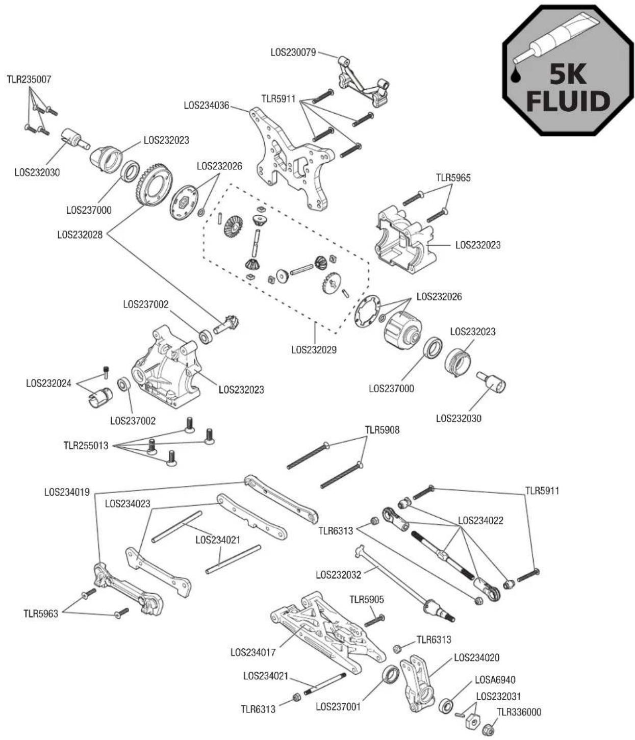 Losi Lasernut U4 - EXPLODED VIEW // EXPLOSIONSZEICHNUNG // VUE ÉCLATÉE DES PIÈCES // VISTA ESPLOSA DELLE PARTI - 1