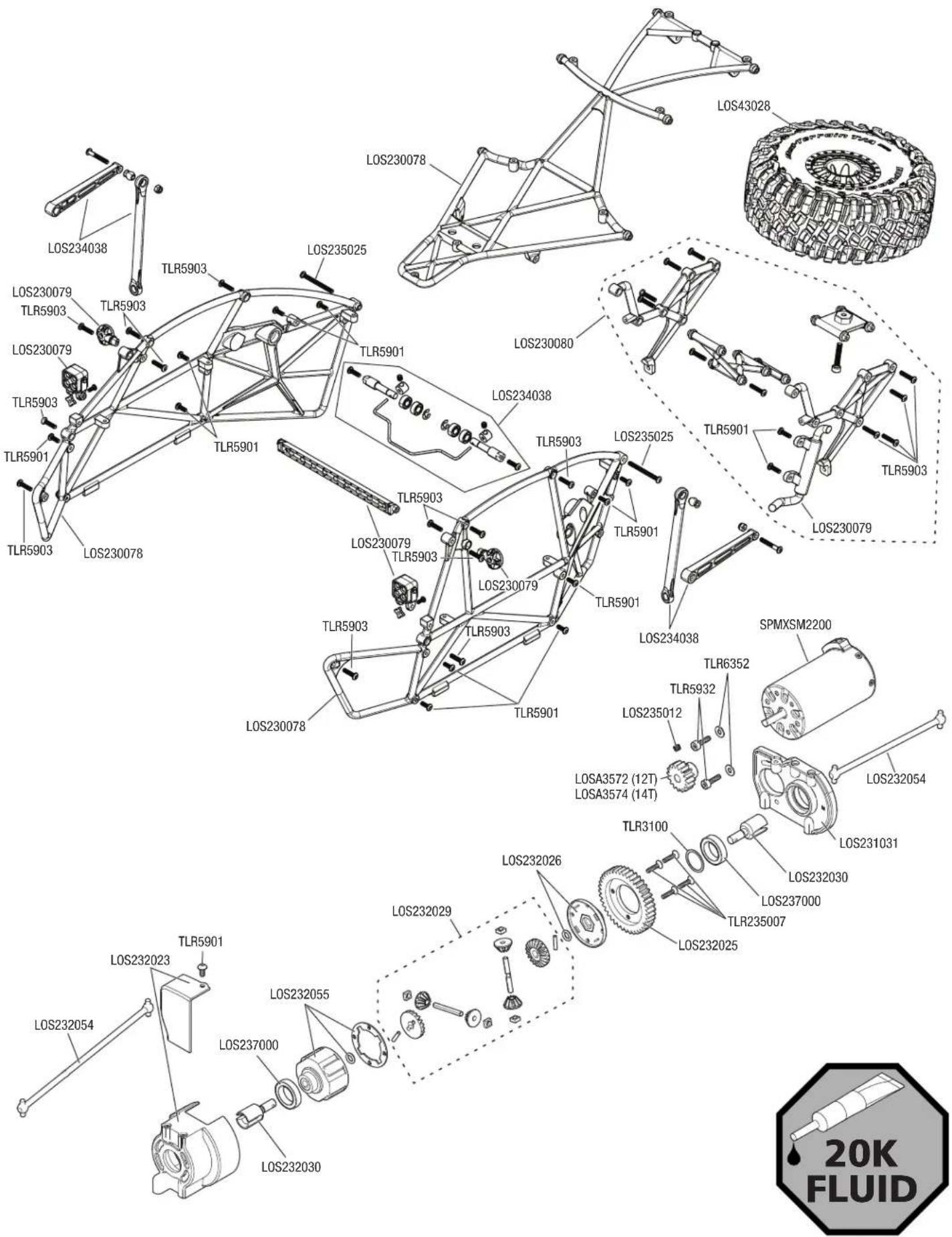 Losi Lasernut U4 - EXPLODED VIEW // EXPLOSIONSZEICHNUNG // VUE ÉCLATÉE DES PIÈCES // VISTA ESPLOSA DELLE PARTI - 3