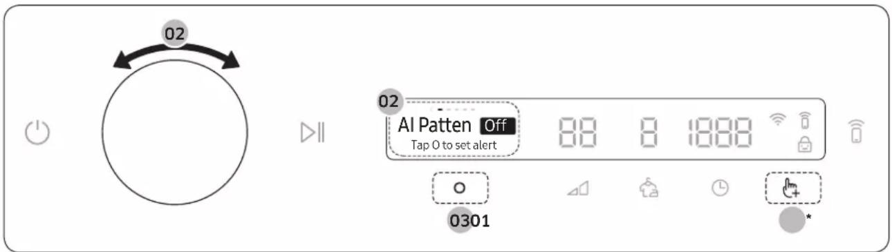 02 02 AI Patten Off Tap O to set alert 88 8 1888 0301 *