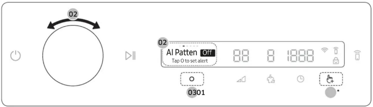 02 02 AI Patten Off Tap O to set alert 88 8 1888 0301 *