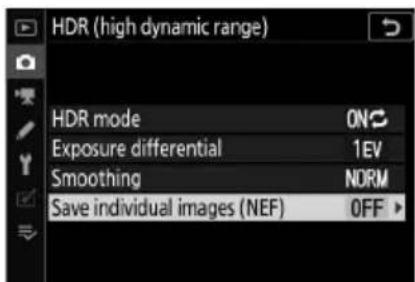 NIKON Z 7II - Vyberte nastavení pro [ Uložit jednotlivé snímky ( NEF ) ]. - 1