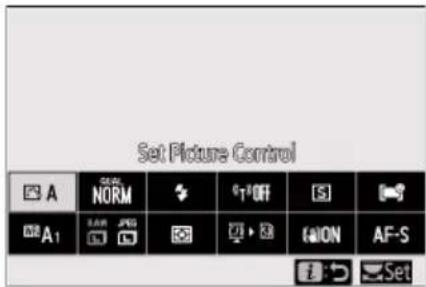 Set Picture Control A NORM 91°OFF S A1 0.00 JPEG ON AF-S Set