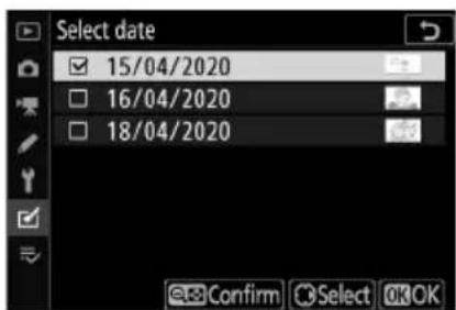 NIKON Z 7II - Pokud jste vybrali [ Vybrat datum ] : - 2