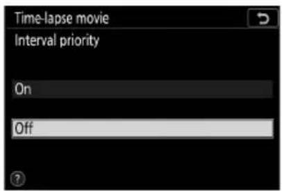 Time-lapse movie Interval priority On Off