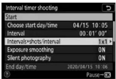 NIKON Z 7II - Upravte nastavení intervalového časovače. - 5