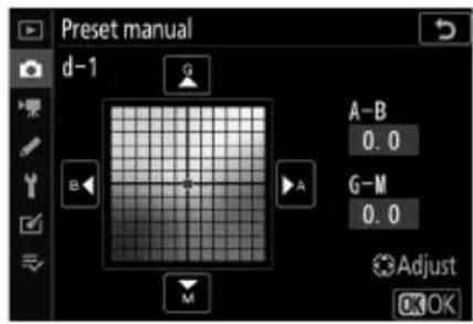 Preset manual d-1 A-B 0.0 G-M 0.0 Adjust OK OK