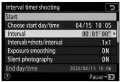 NIKON Z 7II - Upravte nastavení intervalového časovače. - 2