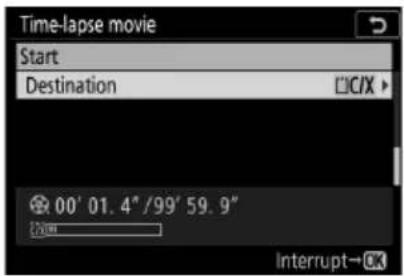 Time-lapse movie Start Destination 00' 01.4"/99' 59.9" Interrupt→