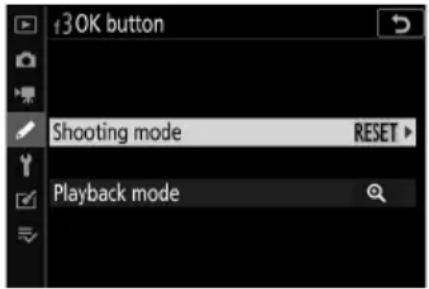 30K button Shooting mode RESET Playback mode