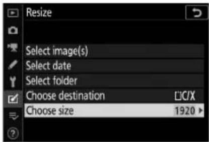 NIKON Z 7II - V nabídce úprav vyberte [ Změnit velikost ]. - 4