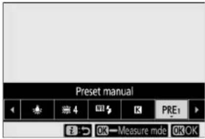 Preset manual PRE1 OK—Measure mde OKOK