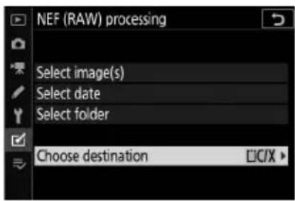 NIKON Z 7II - V menu retušování vyberte [ NEF ( RAW ) processing ]. - 2