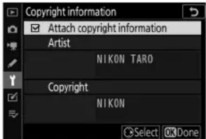 NIKON Z 7II - Připojte informace o autorských právech - 1