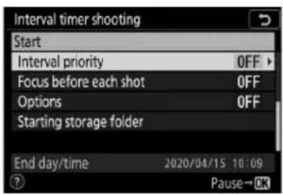 NIKON Z 7II - Upravte nastavení intervalového časovače. - 14