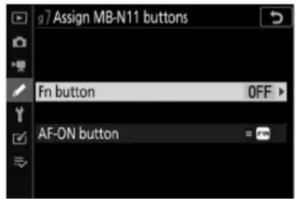 g7 Assign MB-N11 buttons Fn button OFF AF-ON button =