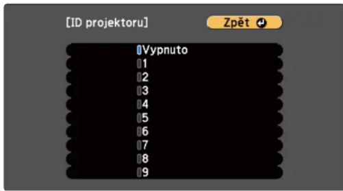 [ID projektoru] Vypnuto 1 2 3 4 5 6 7 8 9